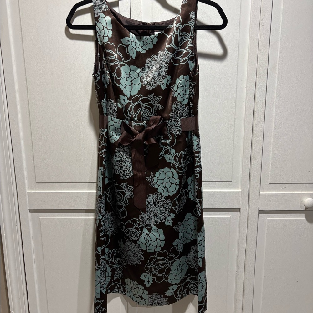 Jessica Howard Floral Midi Dress in Brown and Blue‎ Women’s size 8